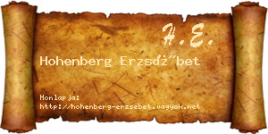 Hohenberg Erzsébet névjegykártya